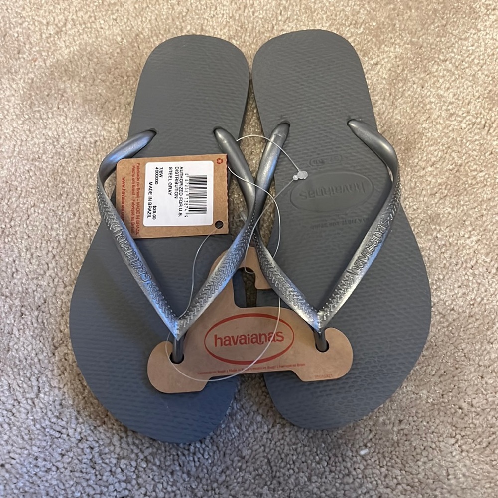 Womens Slim Havaianas Steel Grey Sandals Size 7/8W